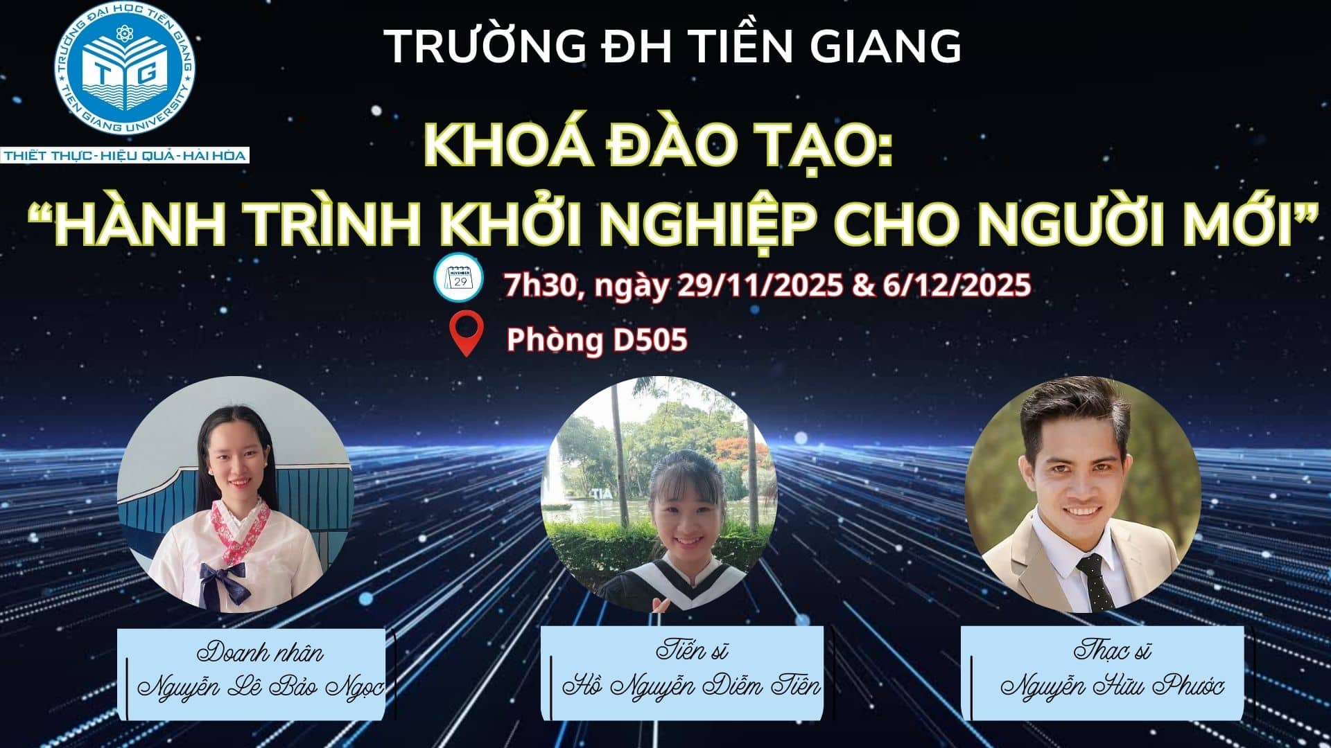 Trường Đại học Tiền Giang triển khai khóa đào tạo “Hành trình khởi nghiệp cho người mới” năm 2025