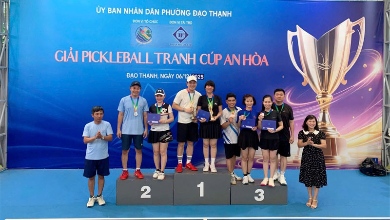 Viên chức Trường đại học Tiền Giang tham gia thi đấu giải Pickleball phường Đạo Thạnh năm 2025 - Cúp An Hòa lần thứ I