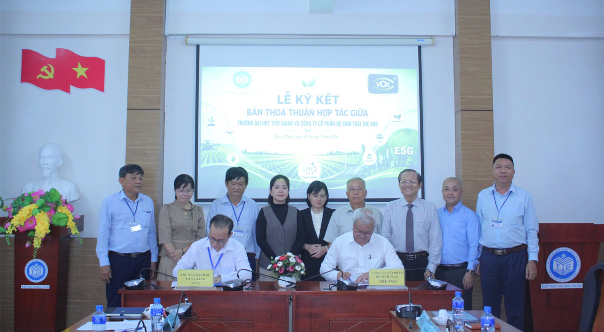 Trường Đại học Tiền Giang và Công ty Cổ phần Hệ sinh thái THE VOS ký kết hợp tác