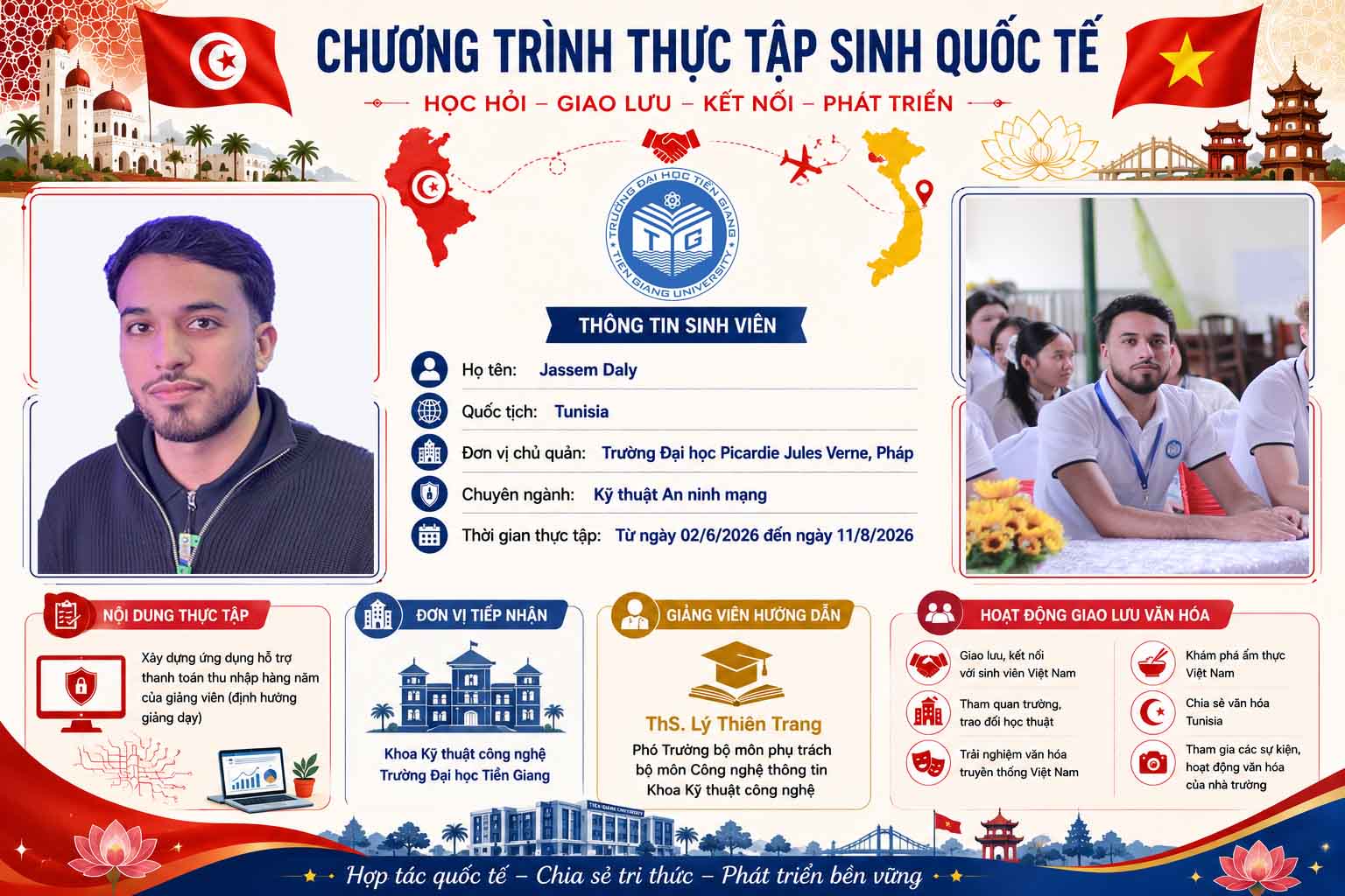 Từ Tunisia đến Trường Đại học Tiền Giang – Hành trình kết nối tri thức và văn hóa