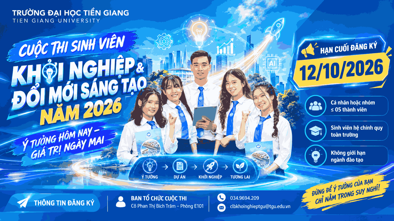 Cuộc thi Sinh viên khởi nghiệp & đổi mới sáng tạo năm 2026 – cấp trường chính thức mở đăng ký