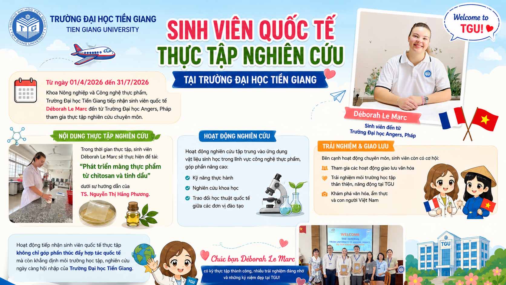 Sinh viên quốc tế thực tập nghiên cứu tại TGU